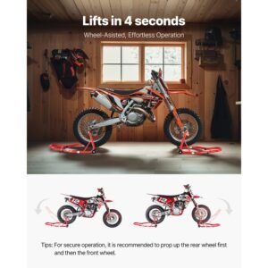 motorcycle stand lift, 850lbs capacity front rear combo stand lift, front wheel dual fork stand, rear u+l fork swingarm spool stand, for most yamaha honda kawasaki suzuki motorcycles, red