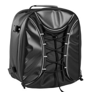 motorcycle tail bag, 22 34 l expandable motorcycle rear seat bag with waterproof rain cover, outdoor sports motorbike luggage storage backpack handbag with straps, pocket & elastic cord, black