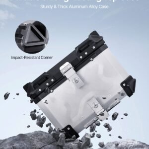 motorcycle top case, universal aluminum alloy motorbike tail box with leather lining, 45l waterproof detachable motorcycle top box with lock & back cushion, fit for 99% of motorcycle frames
