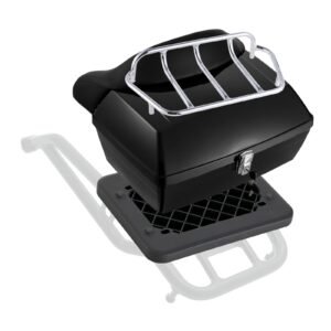Motorcycle Top Case, Universal Durable PP Material Motorbike Tail Box with Reflective Panel, 48L Waterproof Detachable Motorcycle Top Box with Multi-Hole Base, Fit for 99% of Motorcycle Frames