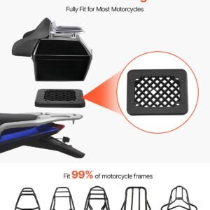 motorcycle top case, universal durable pp material motorbike tail box with reflective panel, 48l waterproof detachable motorcycle top box with multi hole base, fit for 99% of motorcycle frames