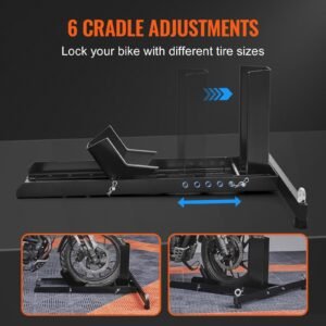 motorcycle wheel chock upright, 1800 lbs capacity, heavy duty steel motorcycle front wheel stand with 6 adjustable holes, for 15" 22" off road motorcycles, standard motorcycles