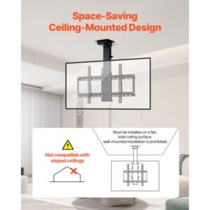 motorized ceiling tv mount, tv wall mount for 32 to 55 inch tv, electric adjustable ceiling tv mount, motorized flip down tv mount bracket with max vesa 24 x 16 in, fits tvs up to 120 lbs