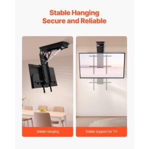 motorized ceiling tv mount, tv wall mount for 32 to 70 inch tv, electric adjustable ceiling tv mount, motorized flip down tv mount bracket with max vesa 24 x 24 in, fits tvs up to 110 lbs