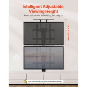 motorized tv lift stand, 132 lbs max load adjustable tv lift stand mount bracket, vertical electric tv bracket with remote control, for 32 55 in (not in cabinet) / 32 50 in (in cabinet) tvs