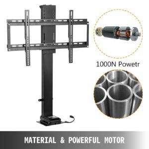 motorized tv lift with swivel, adjustable height 28.74 68.11 inch for 32 70 inch tvs, remote controlled, 154 lbs capacity, manual left/right swivel 30°
