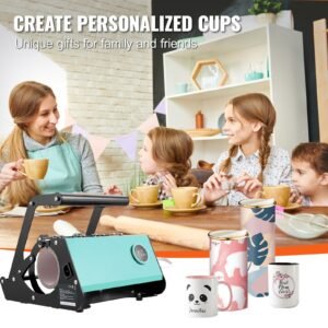 mug heat press, 11 30oz tumbler heat press machine, sublimation transfer straight skinny tumblers, cup heat press with heat resist gloves & tape, diy ceramic mugs cups glasses, as gift, green
