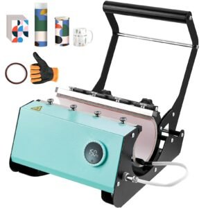mug heat press, 11 30oz tumbler heat press machine, sublimation transfer straight skinny tumblers, cup heat press with heat resist gloves & tape, diy ceramic mugs cups glasses, as gift, green