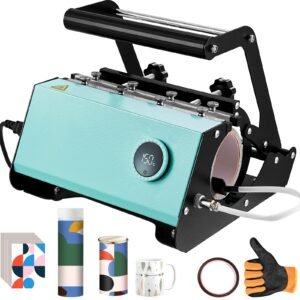 mug heat press, 11 30oz tumbler heat press machine, sublimation transfer straight skinny tumblers, cup heat press with heat resist gloves & tape, diy ceramic mugs cups glasses, as gift, green