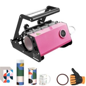 Mug Heat Press, 11-30oz Tumbler Heat Press Machine, Sublimation Transfer Straight Skinny Tumblers, Cup Heat Press with Heat-resist Gloves & Tape, DIY Ceramic Mugs Cups Glasses, As Gift, Pink