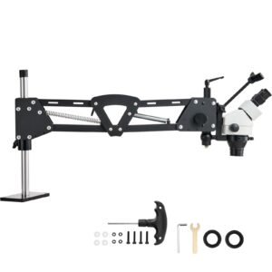Multi-Directional Microscope with Spring Bracket, 7X-45X Magnification Jewelry Microscope, Micro Jewelry Inlaid Stand with Integrated USB Ring LED Light, Jewelers Microscope for Jewelry Inlay