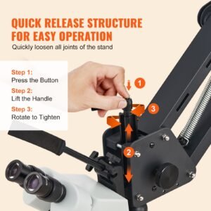 multi directional microscope with spring bracket, 7x 45x magnification jewelry microscope, micro jewelry inlaid stand with integrated usb ring led light, jewelers microscope for jewelry inlay