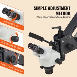 multi directional microscope with spring bracket, 7x 45x magnification jewelry microscope, micro jewelry inlaid stand with integrated usb ring led light, jewelers microscope for jewelry inlay
