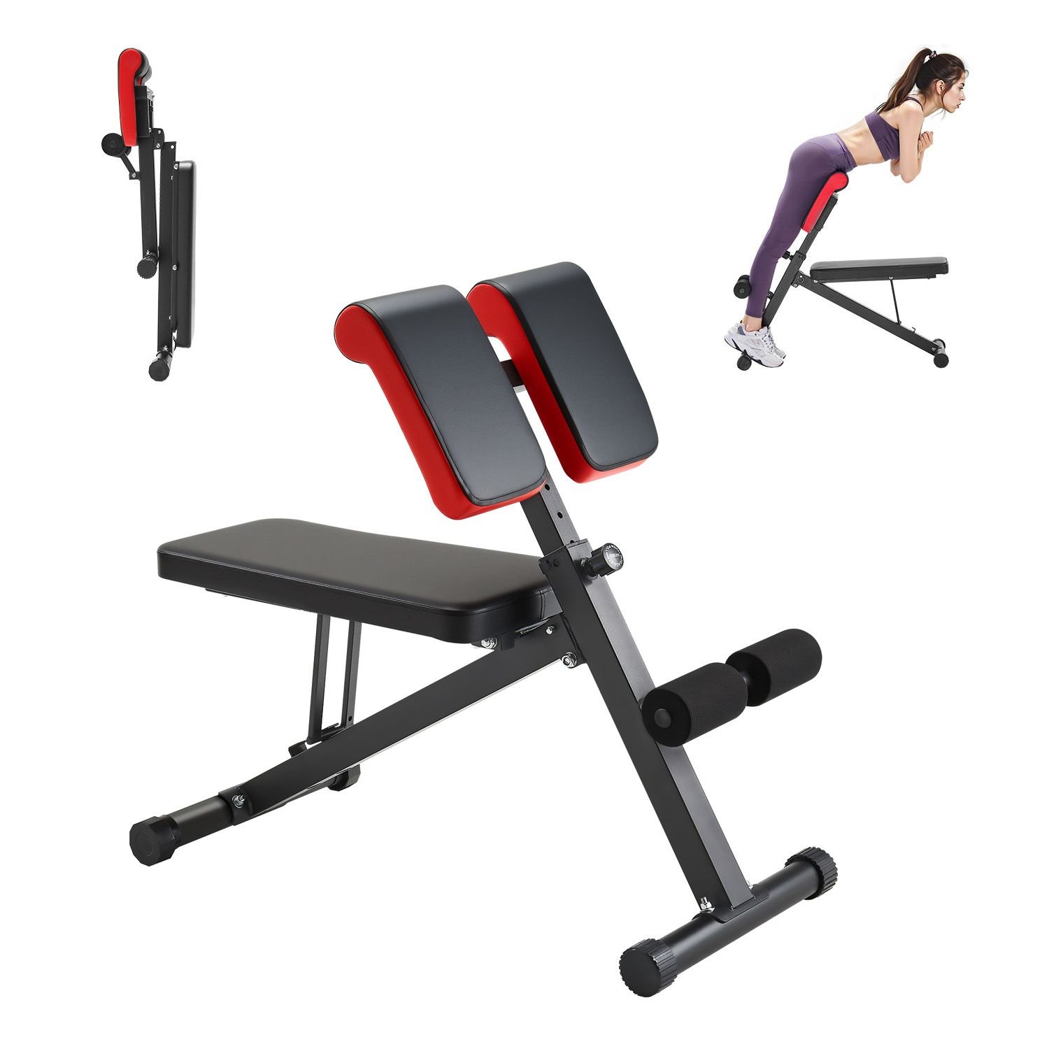 multi functional weight bench for full body workout, roman chair hyperextension bench, 330 lbs adjustable & foldable equipment for back arm core ab workout, sit up exercise machine for home gym