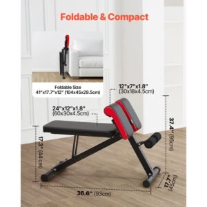 multi functional weight bench for full body workout, roman chair hyperextension bench, 330 lbs adjustable & foldable equipment for back arm core ab workout, sit up exercise machine for home gym