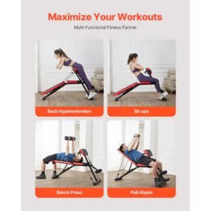 multi functional weight bench for full body workout, roman chair hyperextension bench, 770 lbs adjustable & foldable equipment for back arm core ab workout, sit up exercise machine for home gym