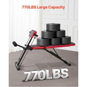 multi functional weight bench for full body workout, roman chair hyperextension bench, 770 lbs adjustable & foldable equipment for back arm core ab workout, sit up exercise machine for home gym