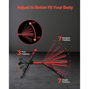 multi functional weight bench for full body workout, roman chair hyperextension bench, 770 lbs adjustable & foldable equipment for back arm core ab workout, sit up exercise machine for home gym