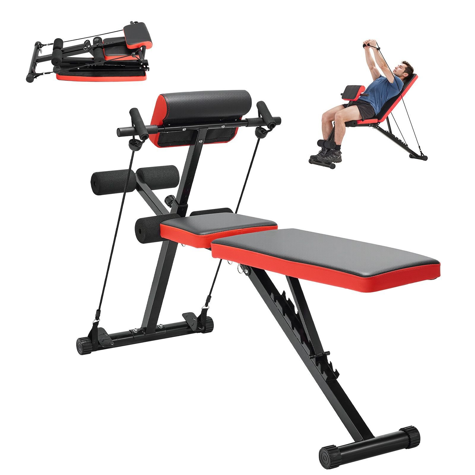 multi functional weight bench for full body workout, roman chair hyperextension bench, 770 lbs adjustable & foldable equipment for back arm core ab workout, sit up exercise machine for home gym