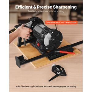 multi grind sharpening system, vari grind pro sharpening jig kit for 6" & 8" bench grinders – with platform, long support arm & fingernail gouge jig, for chisels, woodturning, plane irons