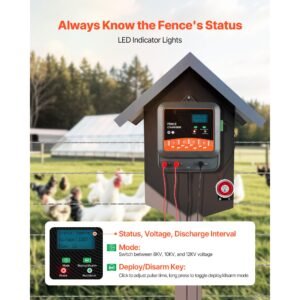 multi powered electric fence charger, 2j/3j/5j, electric fence energizer with real time led display, 6.2 miles range, ac dc powerful fences charger, keep out wild animals, for livestock poultry