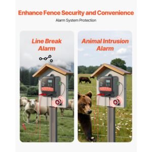 multi powered electric fence charger, 2j/3j/5j, electric fence energizer with real time led display, 6.2 miles range, ac dc powerful fences charger, keep out wild animals, for livestock poultry