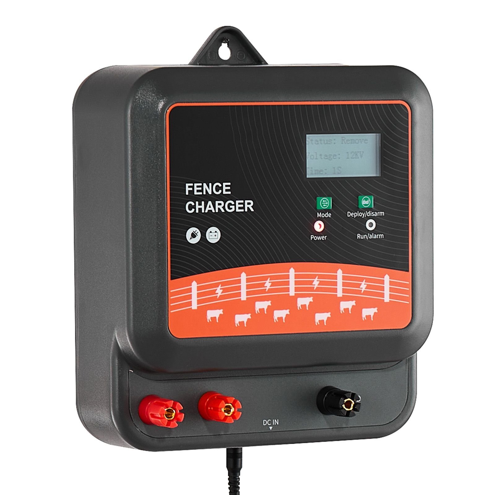 multi powered electric fence charger, 2j/3j/5j, electric fence energizer with real time led display, 6.2 miles range, ac dc powerful fences charger, keep out wild animals, for livestock poultry
