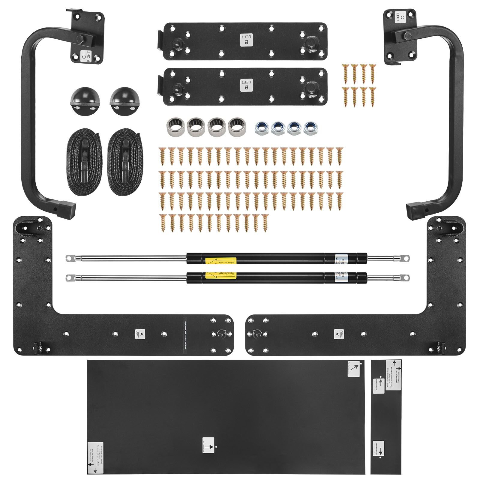 murphy bed kit, full size, vertical deluxe diy wall bed mechanical hardware kit, pneumatic lever heavy duty bed frame support, folding cabinet wall bed space saving design for guestroom