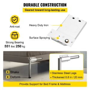 murphy mounting wall springs mechanism heavy duty support hardware diy kit for queen twin size bed (horizontal), white