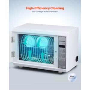 nail tool cleaning machine, 12l large capacity, multi functional tool cabinet cleaner box with timer setting, tempered glass door, 185nm wavelength, for labs, home, nail salons, beauty salons
