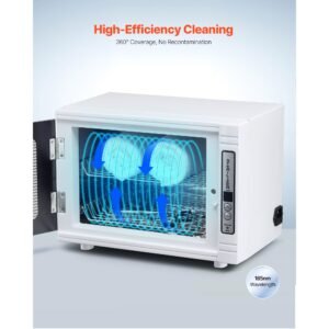 nail tool cleaning machine, 12l large capacity, tool cabinet cleaner box with timer setting, tempered glass door, 185nm wavelength, for labs, home, nail salons, hair studios, beauty salons