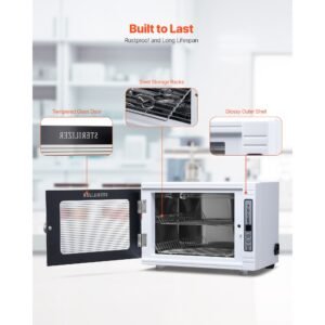 nail tool cleaning machine, 12l large capacity, tool cabinet cleaner box with timer setting, tempered glass door, 185nm wavelength, for labs, home, nail salons, hair studios, beauty salons