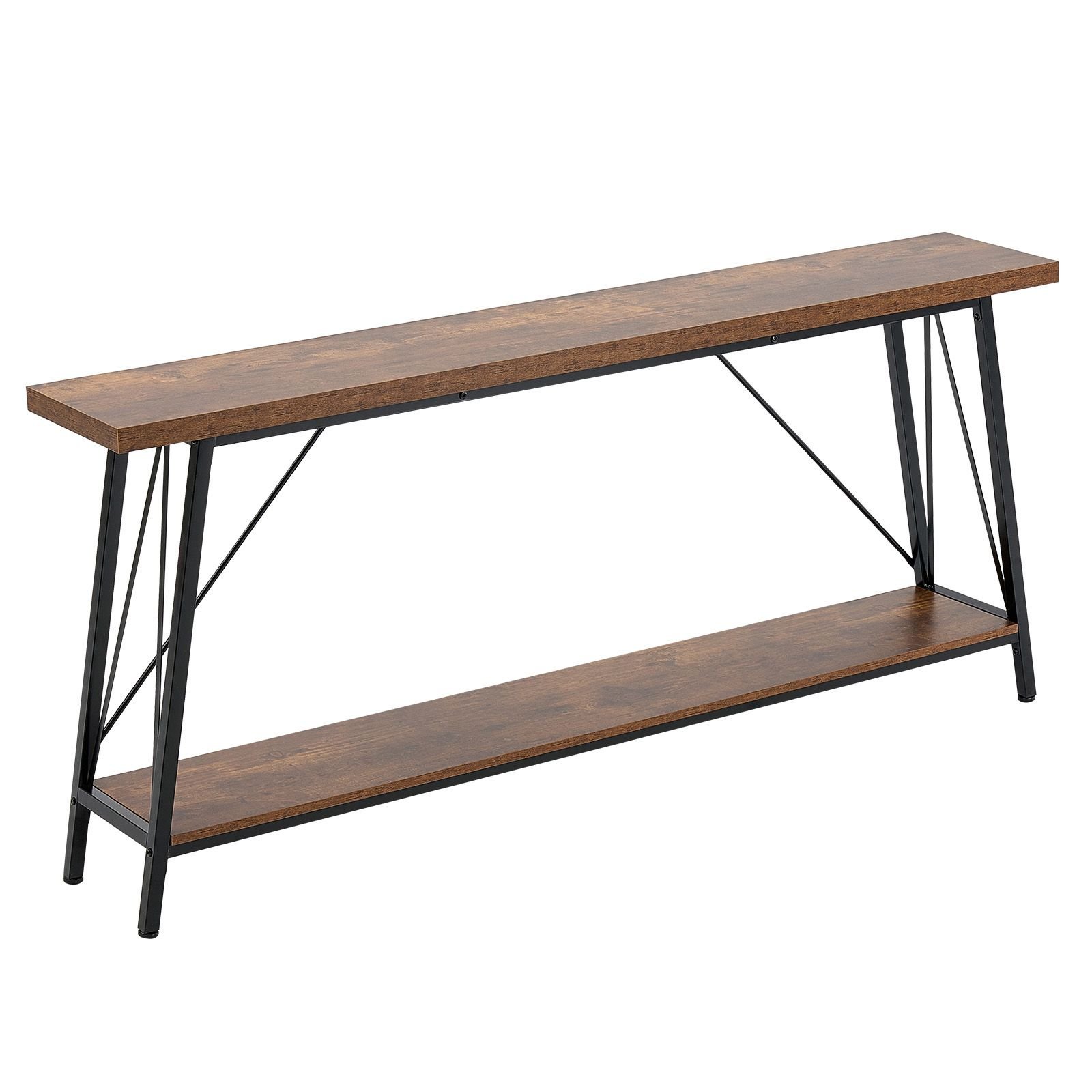 narrow console sofa table, 70.9 inches behind couch table, 2 tier long entryway table and skinny hallway table, narrow sofa table with metal frame, for entryway, hallway, living room & bedroom