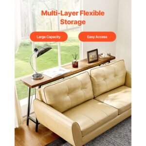 narrow console sofa table, 70.9 inches behind couch table, 2 tier long entryway table and skinny hallway table, narrow sofa table with metal frame, for entryway, hallway, living room & bedroom