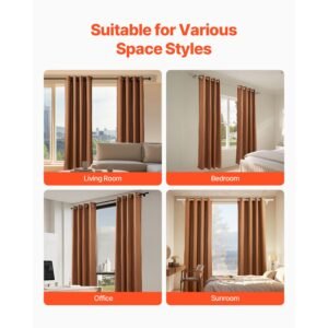 natural linen curtains, 52 x 84 inch 2 panels set, grommet light filtering thick flax textured linen drapes, privacy burlap for living room, bedroom, farmhouse, sunroom, office window curtain