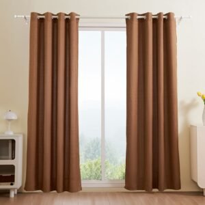 natural linen curtains, 52 x 84 inch 2 panels set, grommet light filtering thick flax textured linen drapes, privacy burlap for living room, bedroom, farmhouse, sunroom, office window curtain