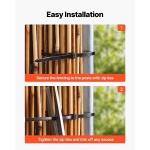 natural reed fencing, 4 ft x 16.4 ft, 2 pack decorative natural reed fencing roll, decorative fence for divider, privacy screen panel curtain for balcony patio garden backyard outdoor, brown