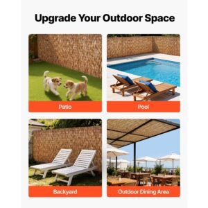 natural reed fencing, 4 ft x 16.4 ft, 2 pack decorative natural reed fencing roll, decorative fence for divider, privacy screen panel curtain for balcony patio garden backyard outdoor, brown