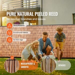 natural reed fencing, 5.5 ft x 16.4 ft, reed screen curtain balcony reed fence roll for outdoor backyard patio, decorative fence for backyard garden fencing divider, privacy screen panel, brown