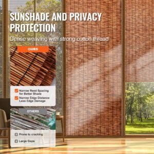 natural reed fencing, 5.5 ft x 16.4 ft, reed screen curtain balcony reed fence roll for outdoor backyard patio, decorative fence for backyard garden fencing divider, privacy screen panel, brown