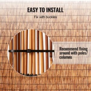 natural reed fencing, 5.5 ft x 16.4 ft, reed screen curtain balcony reed fence roll for outdoor backyard patio, decorative fence for backyard garden fencing divider, privacy screen panel, brown