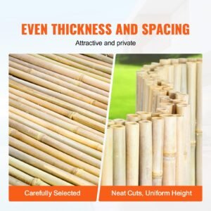 natural rolled bamboo fence, eco friendly bamboo privacy fence 4 ft h x 6 ft l x 0.75 in d. , decorative bamboo privacy screen for garden, backyard, balcony, patio, pool side