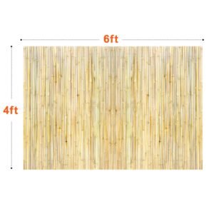 natural rolled bamboo fence, eco friendly bamboo privacy fence 4 ft h x 6 ft l x 0.75 in d. , decorative bamboo privacy screen for garden, backyard, balcony, patio, pool side