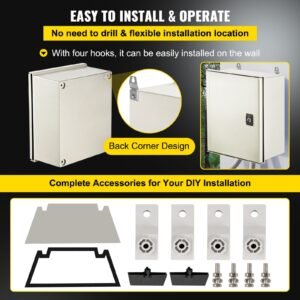nema electric box, 12x10x6'' nema 4x fiberglass electric enclosure, ip66 water & dust resistant, suitable for both outdoor & indoor use, includes mounting plate (30x25x14 cm)
