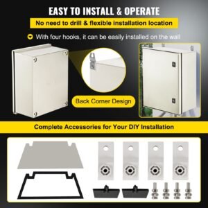 nema enclosure, 20 x 16 x 8 inches, nema 4x fiberglass steel electrical box, ip66 waterproof & dustproof hinged junction box for outdoor indoor use, with mounting plate(50x40x20 cm))