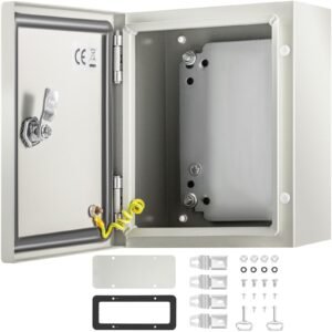 nema metal case, 10 x 8 x 6'' nema 4x metal electric enclosure, ip66 water & dust resistant, suitable for both outdoor & indoor use, includes mounting plate