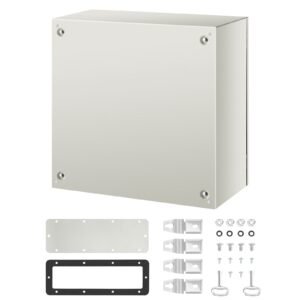 nema metal case, 24x24x12'' nema 4x metal electric enclosure, ip66 water & dust resistant, suitable for both outdoor & indoor use, includes mounting plate