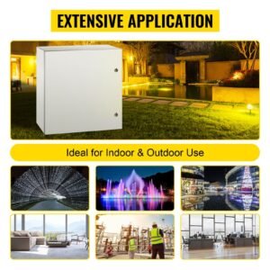 nema metal case, 24x24x12'' nema 4x metal electric enclosure, ip66 water & dust resistant, suitable for both outdoor & indoor use, includes mounting plate
