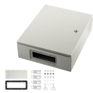 nema steel case, 20x16x6'' nema 4x metal electric enclosure, ip66 water & dust resistant, suitable for both outdoor/indoor use, includes mounting plate