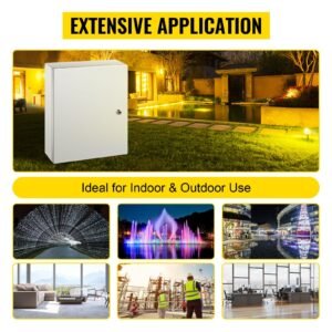 nema steel case, 20x16x6'' nema 4x metal electric enclosure, ip66 water & dust resistant, suitable for both outdoor/indoor use, includes mounting plate